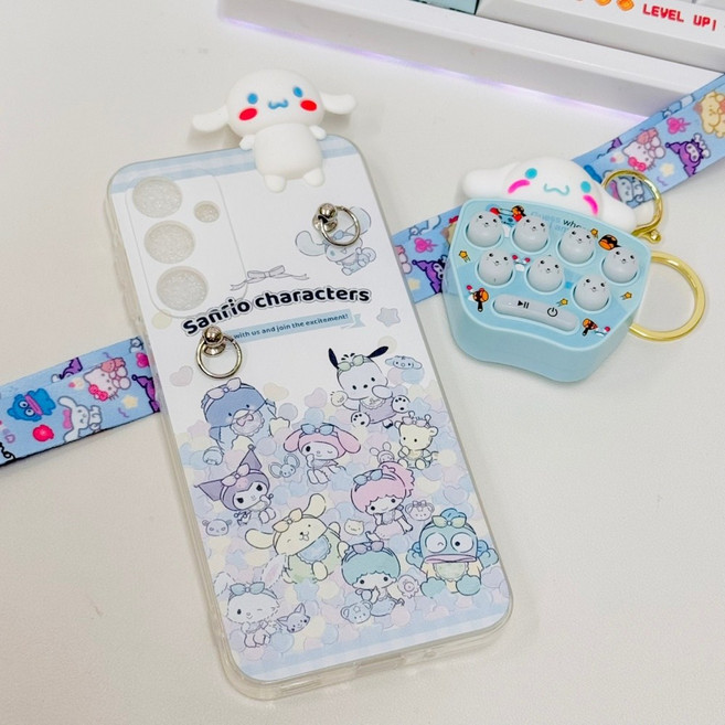 갤럭시A16 귀여운 시나모롤 캐릭터 무너에디션 카메라보호 게임기 목걸이 케이스