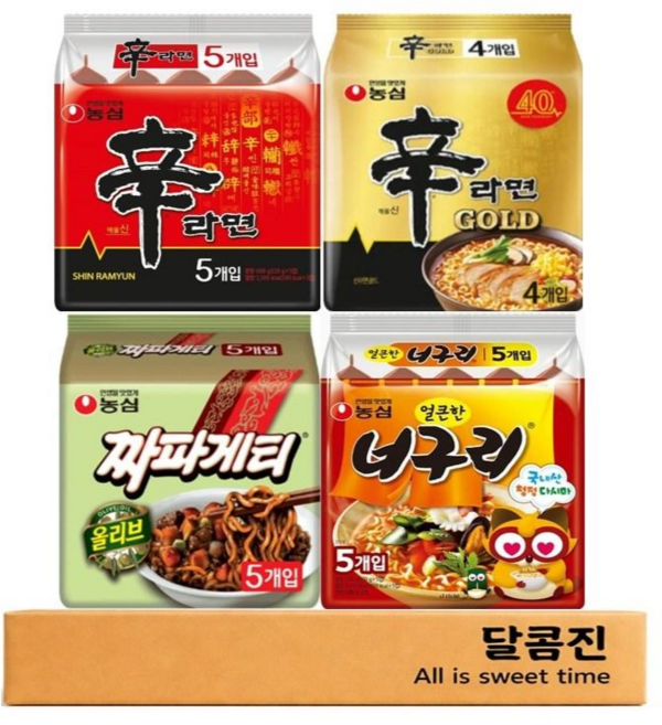 농심 봉지라면 4종 신라면+신라면골드+짜파게티+너구리 (총19봉)