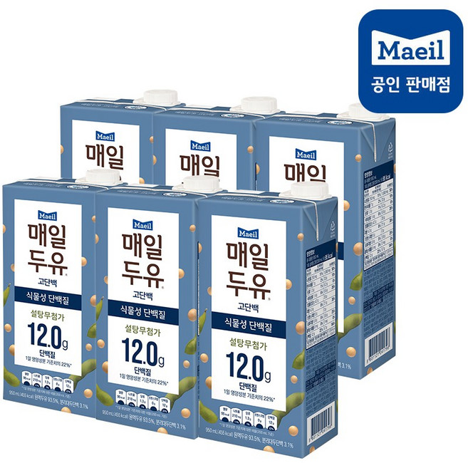 매일유업 매일두유 고단백, 950ml, 6개