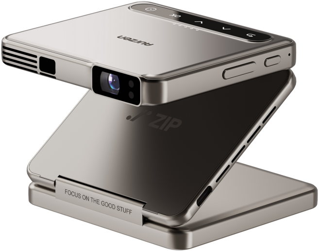 Aurzen ZIP 3단 접이식 DLP 무선 미니 빔프로젝터 휴대용 캠핑용, ZIP 골드