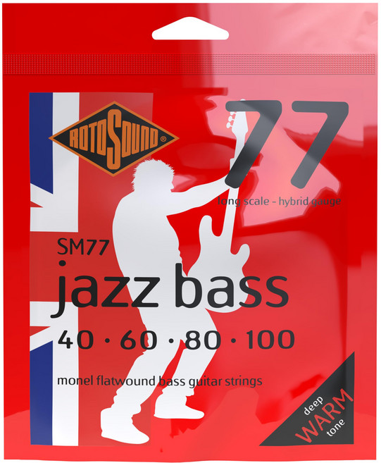 로토사운드 SM77 모넬 플랫와운드 하이브리드 베이스 기타 Rotosound SM77 Monel Flatwound Hybrid Bass Guitar Strings (40 60 8, 하나의