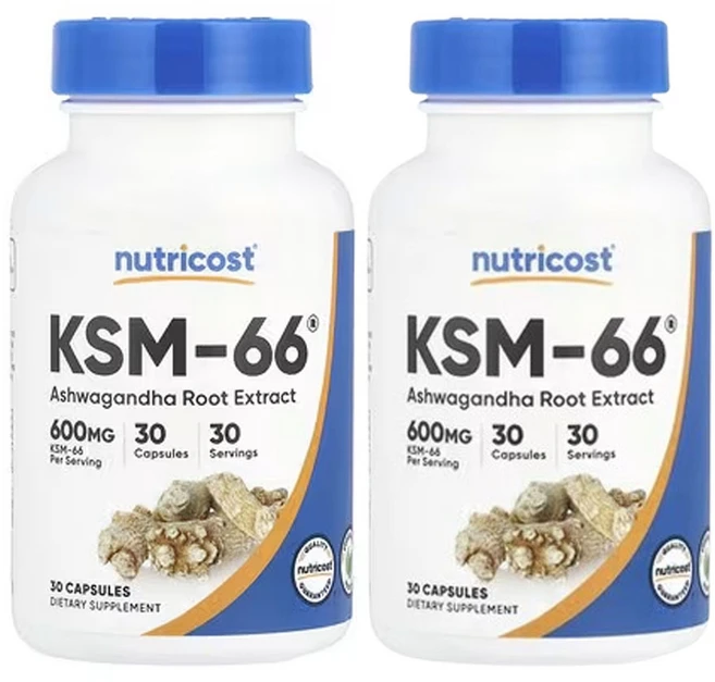 뉴트리코스트 KSM-66 아슈와간다 뿌리추출물 600mg 30캡슐, 30정, 2개 - 쿠팡