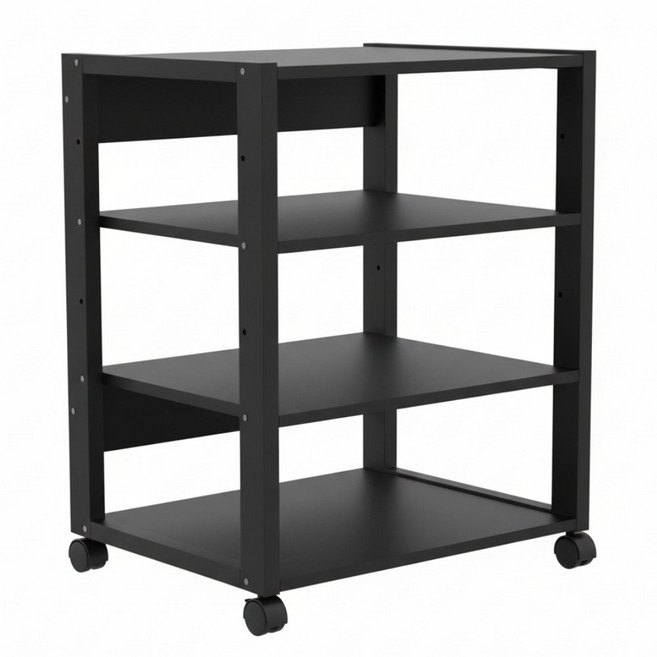 오디오 선반 수납장 이동식 앰프 랙 포로젝터 홈시어터 선반 CD 노래방 콘솔 음향기 철제 다이, 블랙 4단 간격 18cm