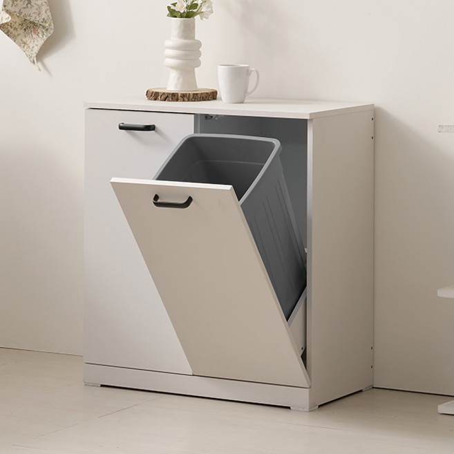 EE852 다용도 재활용 수납장 2칸 쓰레기통 45L 대용량 분리수거함 700, 화이트