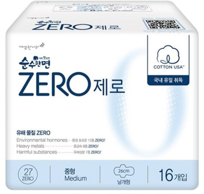 깨끗한나라 순수한면 ZERO 중형 16P 2개, 1개, 1개입