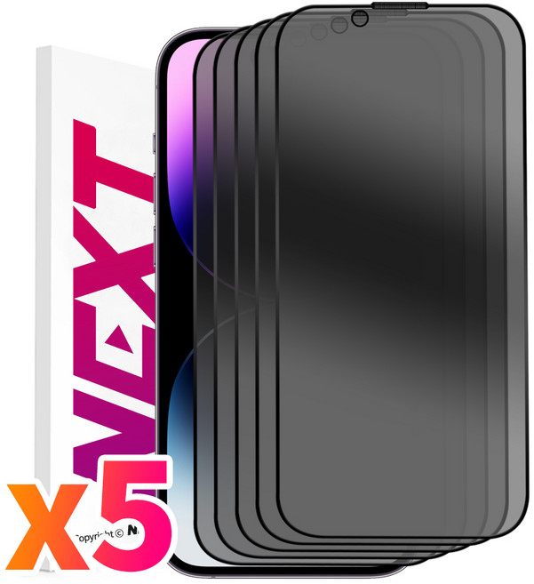NEXTMOBILE 3+2 아이폰14 프로 프로맥스 플러스 터치감 좋은 사생활 보호 풀커버 강화유리 액정 보호 필름, 5개