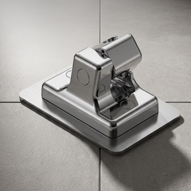 무타공 강력 점착 샤워기 거치대 각도조절 홀더 메탈 고정대 1개, 실버