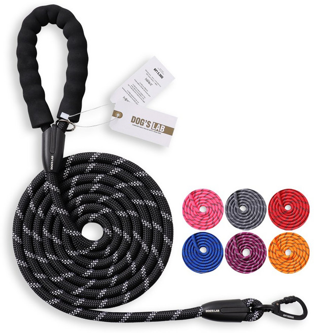 독스랩 1.5m 2m 3m 5m 스트롱 로프 소형견 중형견 대형견 줄 강아지 리드줄 산책줄, 블랙, 1개