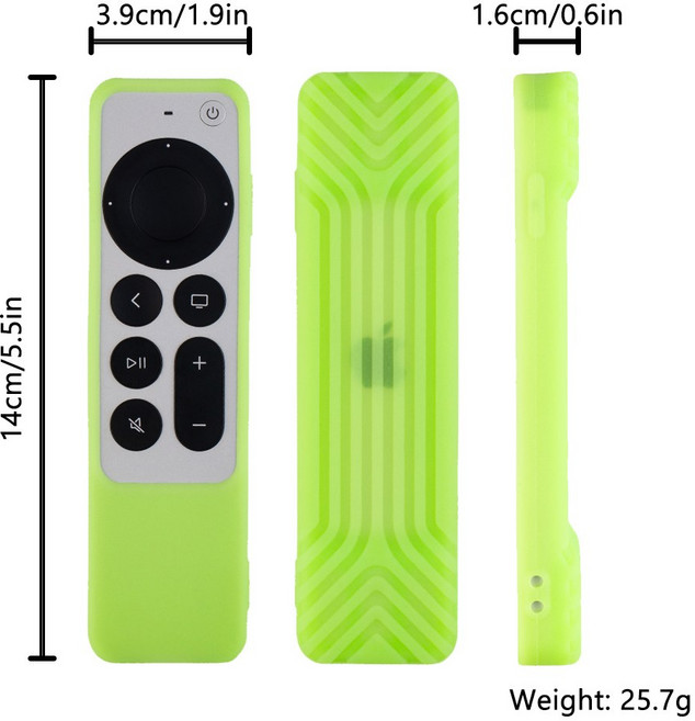 Apple TV 4K Siri Remote 2021 실리콘 제어 보호 커버 스킨 원격 케이스 액세서리용, Luminous green