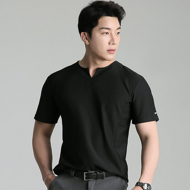 업클라스 남성용 V슬릿 반팔 티셔츠 b201