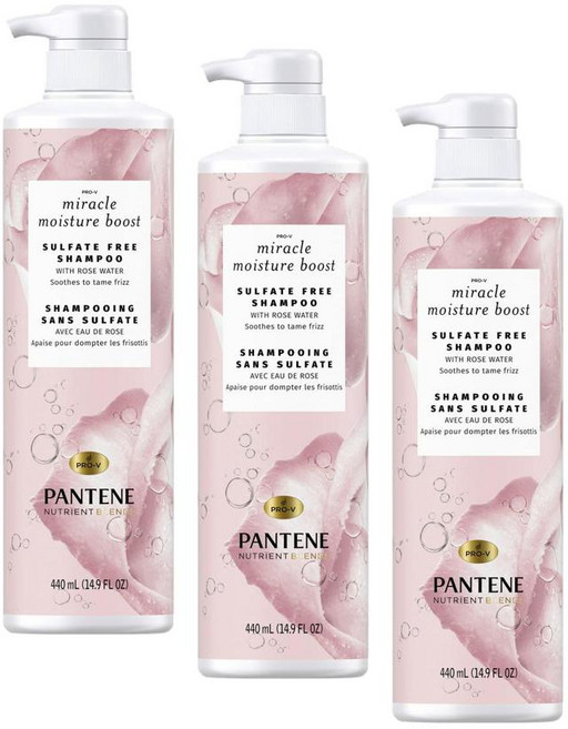 팬틴 미라클 모이스처 부스트 샴푸 위드 로즈 워터 Pantene Miracle Moisture Boost Shampoo with Rose Water, 3개, 440ml