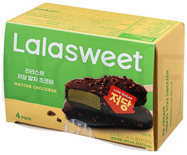 라라스윗 아이스크림 저당 말차 초코바 냉동 90ml 4개