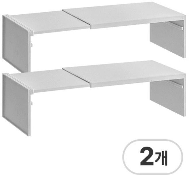 그리에티 다용도 길이 조절 정리 선반, 그레이, 2개