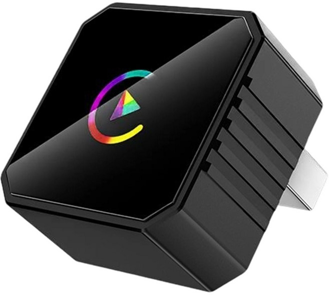 2in1 무선 Carplay 안드로이드 자동 스마트 AI 박스 음성 + WiFi 및 BT5.0 USB 어댑터 유선 CarPlay-무선 Carplay, 검은색