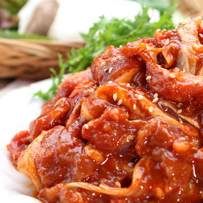 국내산 닭다리살 100% 춘천식 닭갈비 사과 배 연육양념 48시간 저온숙성, 5개, 500g