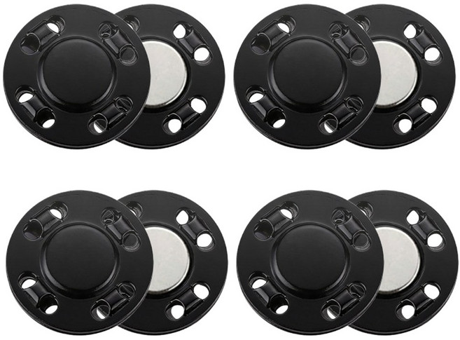 모바스 자석 단추 슬림 스냅단추 13mm, 4개, 블랙