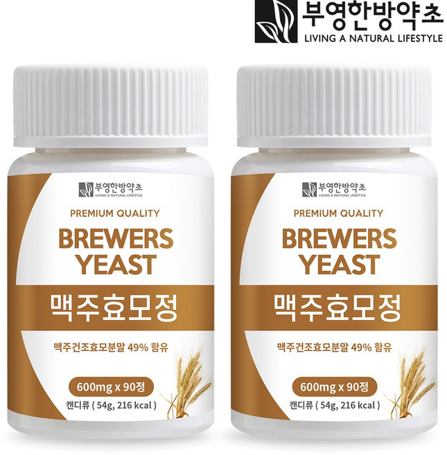 부영한방약초 국산 맥주효모 정 600mg 90정, 2개