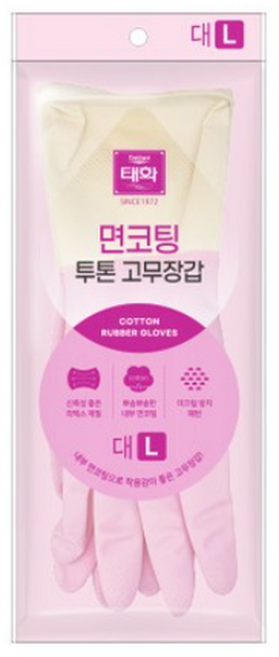 태화 면코팅 투톤 고무장갑 양손착용, 1켤레핑크, 대(L), 10개