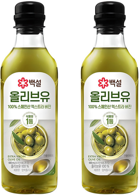 백설 압착올리브유, 500ml, 2개