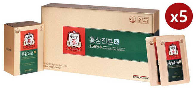 정관장 홍삼진본 40ml x 30포 5박스 150일분, 1.2L, 5개