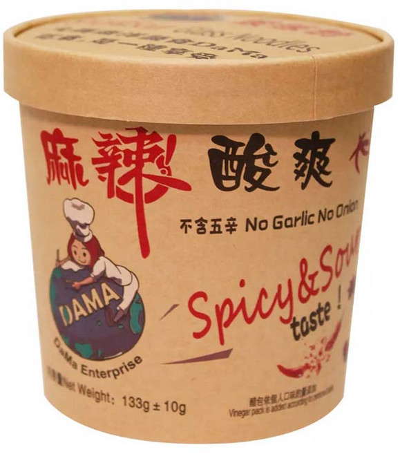 大瑪酸辣粉 低卡純素不含五辛碗裝 133g, 1入