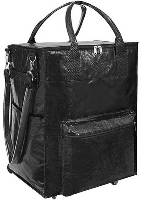 바퀴달린 타포린백 쇼퍼백 빨래방 가방 방수 대형 쇼핑백, 1개, 바퀴달린 타포린백 블랙