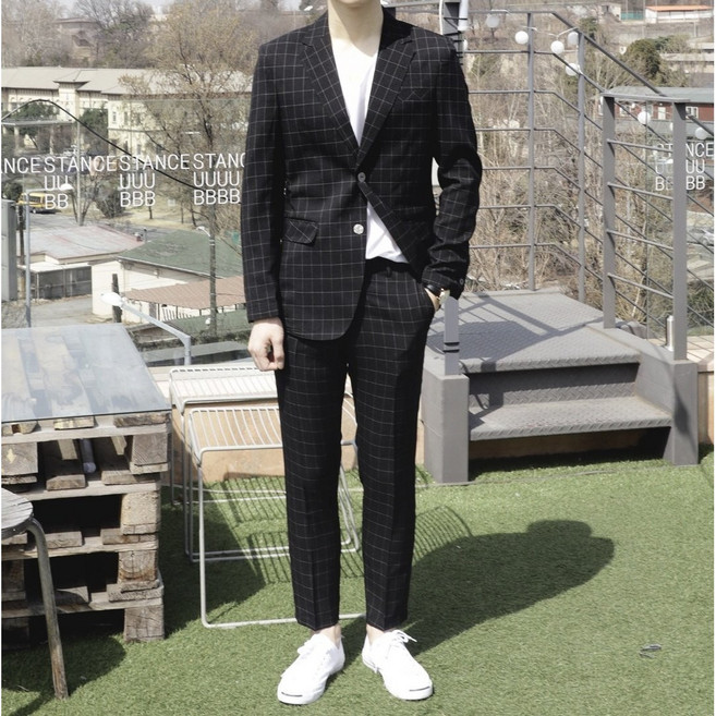 마지막한정수량 데일리 봄 여름 여름체크수트블랙
