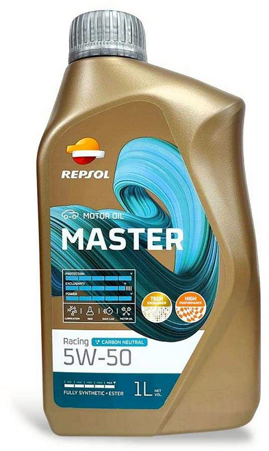 REPSOL MASTER Racing 全合成酯類賽車引擎機油 高效清潔積碳 提升燃油效率 延長引擎壽命, 1個, 5w50, 1L