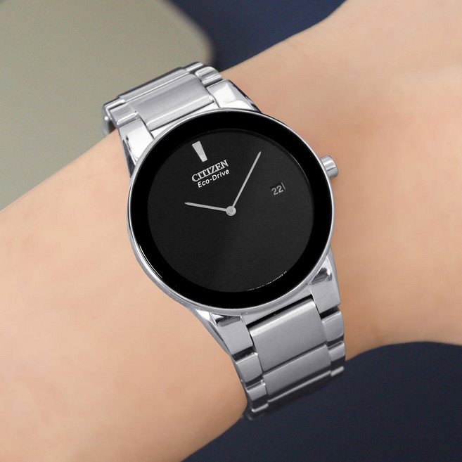 시티즌 태양충전 에코드라이브 심플 라운드 남자 메탈 정장시계