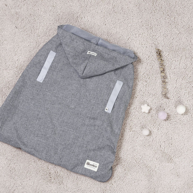 맘네스트 사계절 아기띠워머 후드 바람막이 커버 유모차 풋머프 KC인증-블랙멜란지, 단품