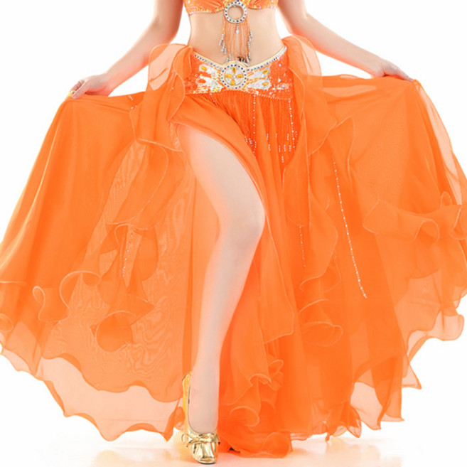 젤라 스커트 성인 밸리댄스복 벨리 라인 라틴, 오렌지