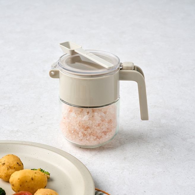 [모던하우스]컬러키친 밀폐가 되는 원터치 스푼 양념병 300ml 그레이_pinmoo_KC0725010, 1개