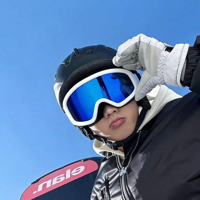 남녀공용 스노우 스키 고글 김서림방지 겨울 스노우보드 보드용 고글, 1개, 화이트 블루