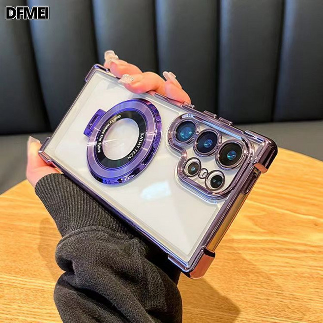 DFMEI 適用三星S26Ultra手機殼透明氣囊防摔支架磁吸S25FE電鍍硬殼A07保