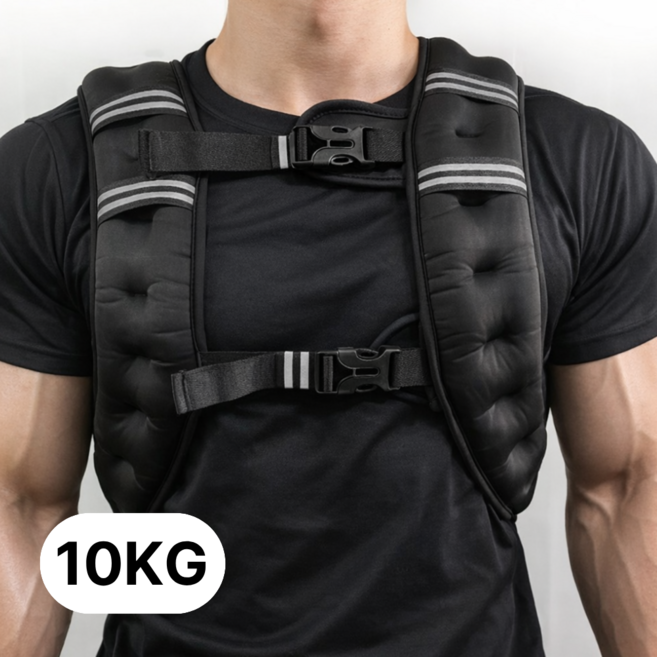 TRAILUX 10kg 웨이팅 베스트 러닝 크로스핏 중량 트레이닝 조끼, 차콜블랙