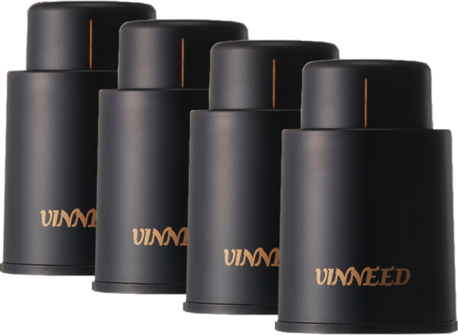 비니드 진공 와인스토퍼 고급 와인마개 와인뚜껑 와인보관마개 푸쉬형, 매트블랙, 4개