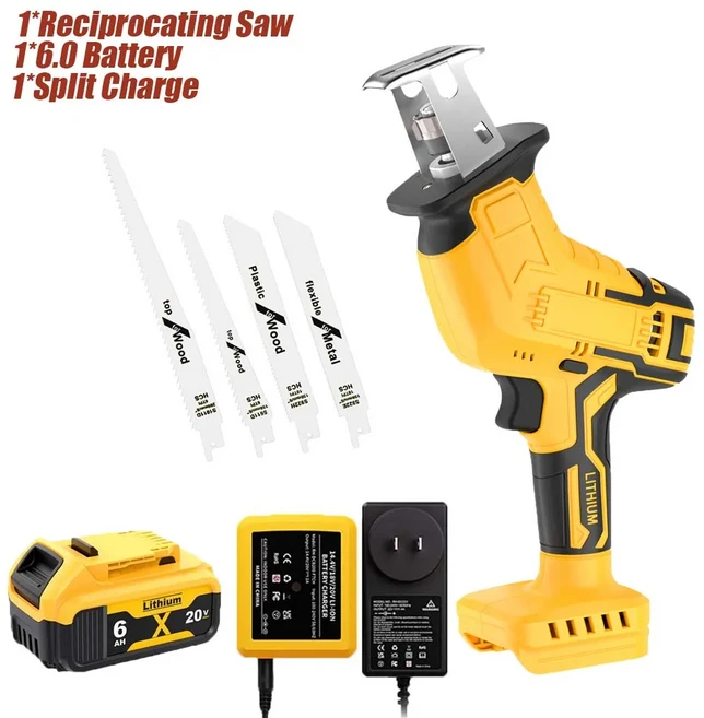 DEWALT DCB200 용 무선 왕복 톱 18V 배터리 휴대용 전기 톱 목재 금속 PVC 파이프 절단 띠톱 전동 공구, 1개