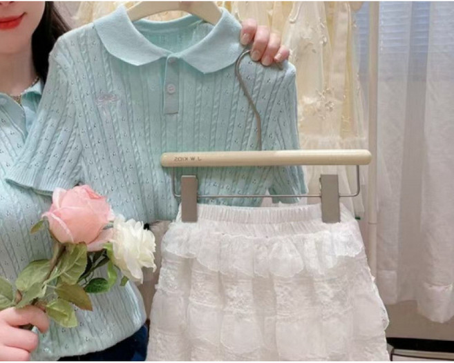 해피유통 어린이 여름 반팔 니트 상의 귀여운 카라 디자인 디자인14세 이상