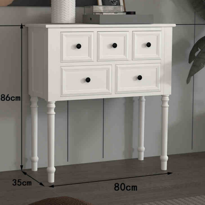 루빌리 빈티지 콘솔 엔틱 복도 서랍장 장식장 수납장 현관 거실 테이블, 화이트