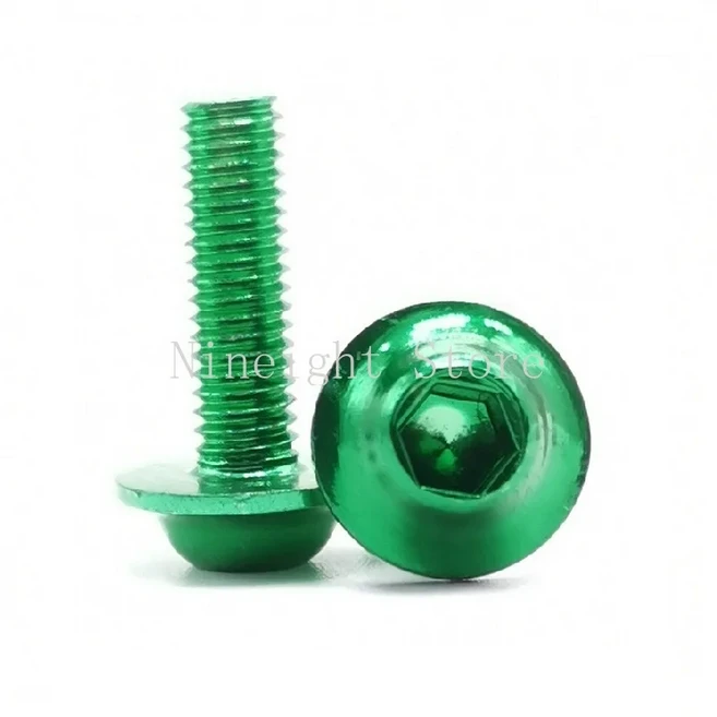 나사 소켓 육각 2 와셔 내부 M5 다채로운 ISO7380 버튼 M6 플랜지 알렌 반원형 알루미늄 10pcs, 05 green, 02 M6x40