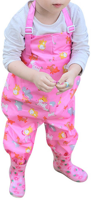 아동용 멜빵형 전신미술가운 / 오버롤 미술가운 / 갯벌체험옷 / 모래놀이바지 / 플레이웨어 / 어린이갯벌옷 / 여름용미술가운, 핑크동물
