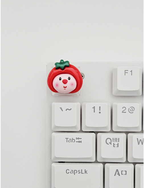 달콩 핑크루피 캐릭터 키캡, 4.토마토, 투명
