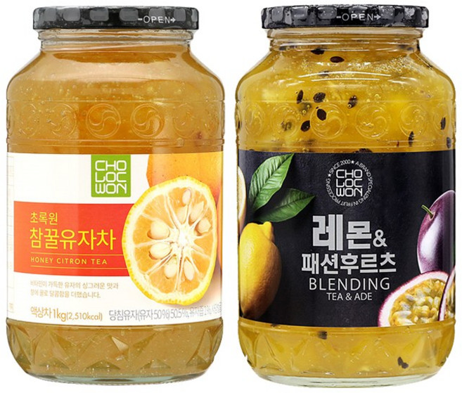 초록원 참꿀유자차 1kg +레몬&패션후르츠 1kg, 1개