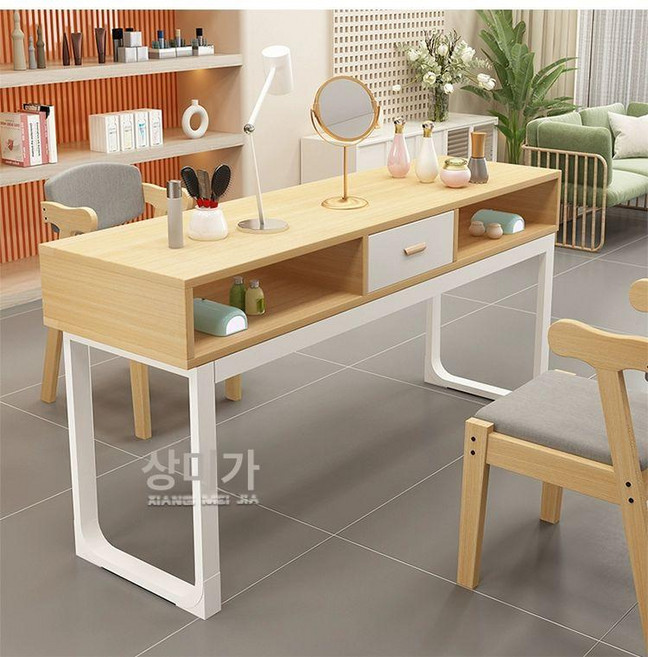 심플 우드 네일시술대 네일테이블 화이트 2인용 1200 시술대 데스크 뷰티 의자 손톱, 1개, 월넛 1.6m-서랍 있음