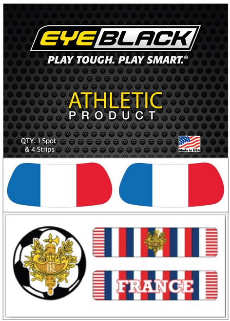 EYEBLACK 국가대표 국기 아이블랙 1쌍 + 축구 스트립 세트 (총 5 pcs) 월드컵 응원템 각종 스포츠 축구 야구 MADE IN USA, 1세트, 프랑스 FRANCE