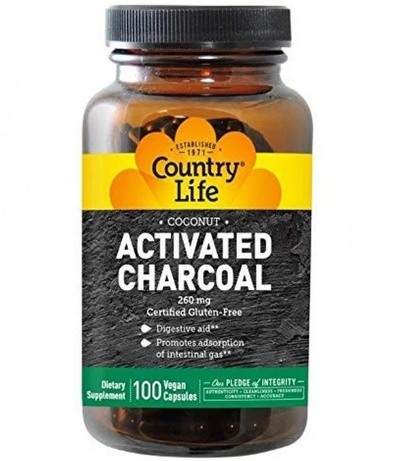 컨트리 라이프 천연 활성탄 숯 Charcoal 260 mg 100개, 100정, 1개 - 쿠팡