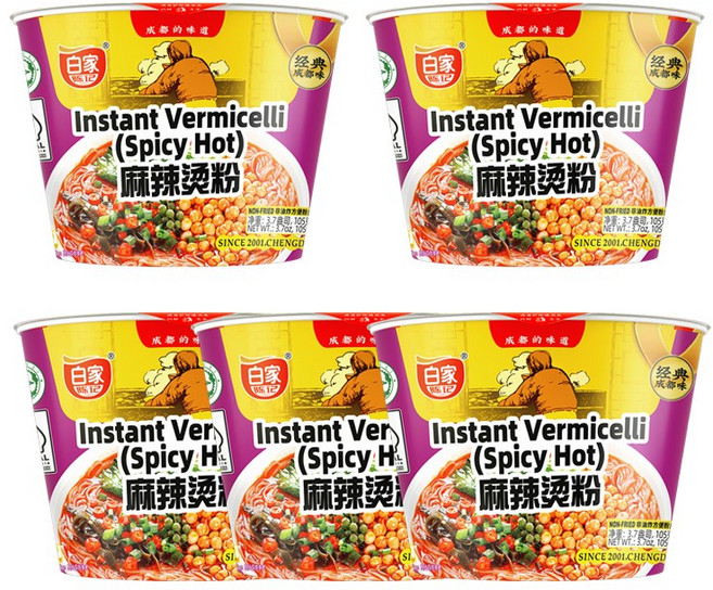 백가 아콴 마라탕펀 매콤맛 중국식마라탕면 마라맛 컵, 5개