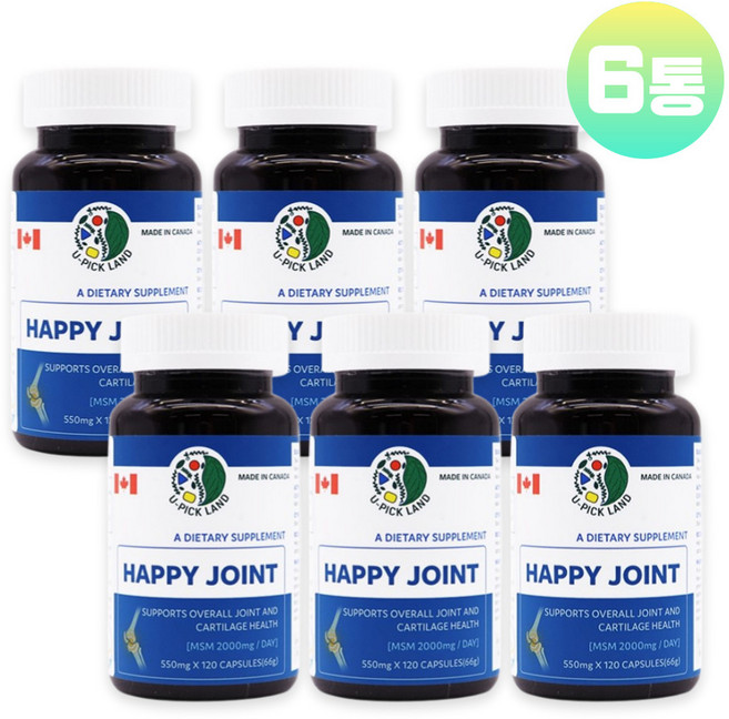 MSM 2000 관절 연골 건강 엠에스엠 식이유황 2000mg 글루코사민 상어연골 캐나다산 조인트 케어, 6개, 120정