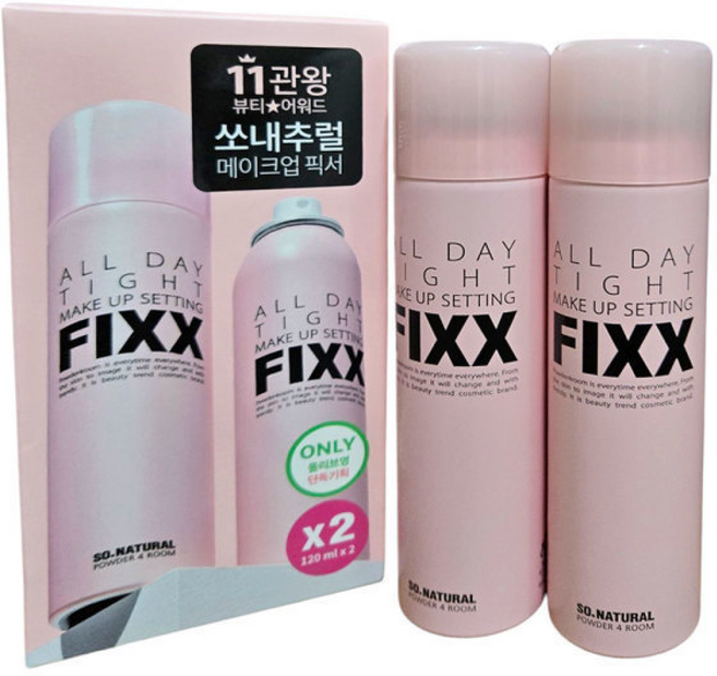 쏘내추럴 메이크업 세팅 픽서 대용량 입 /+/화장발미스트/완벽고정/초안개 분사, 120ml