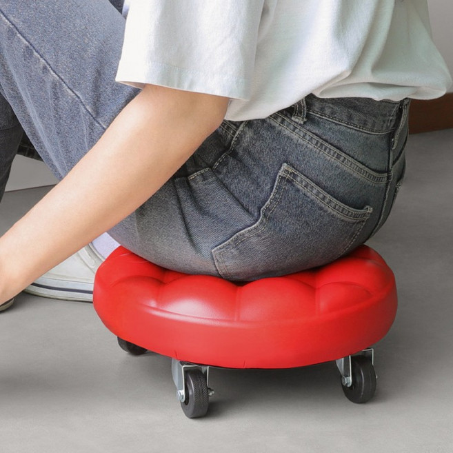 이동식 앉은뱅이 작업의자 보조의자 생활방수 쿠션 무봉제 저소음 우레탄 바퀴, 1개, 선타도 이동식의자 (엠보싱 블랙)